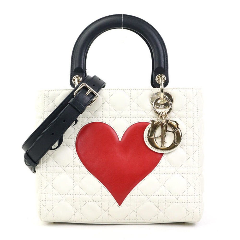 Christian Dior Amour Lambskin 2Way Shoulder Bag Red Black